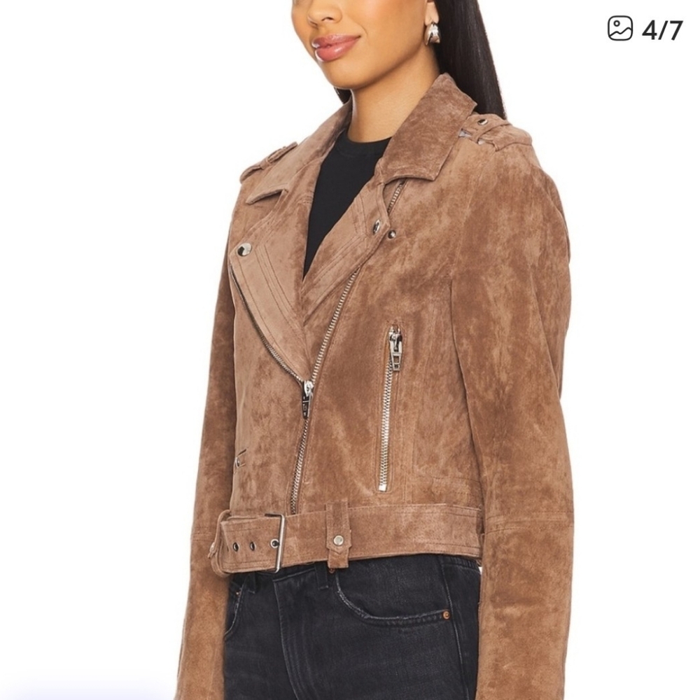 BLANK  NYC light brown suede leather moto motorcycle jacket coat M